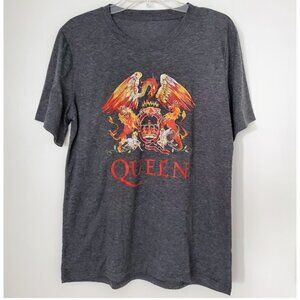 Queen Classic Crest Rock Band Gray T-Shirt Music Size L Retro/Vintage Layer